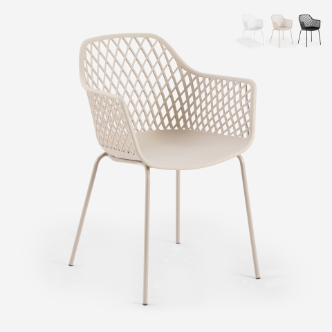 Chaise moderne d'extérieur pour jardin avec accoudoirs en polypropylène Tzura Promotion