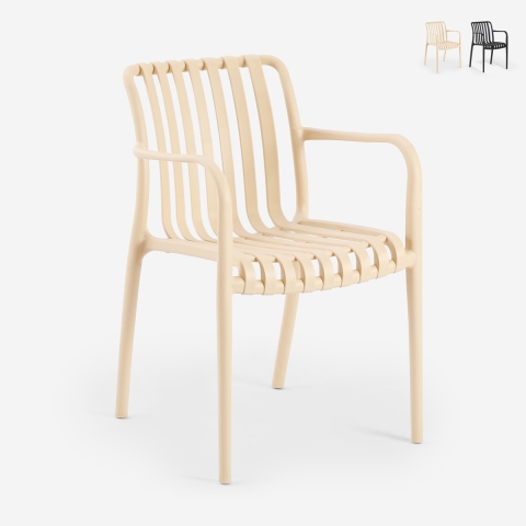 Chaise moderne avec accoudoirs en polypropylène pour jardin extérieur Simao Promotion