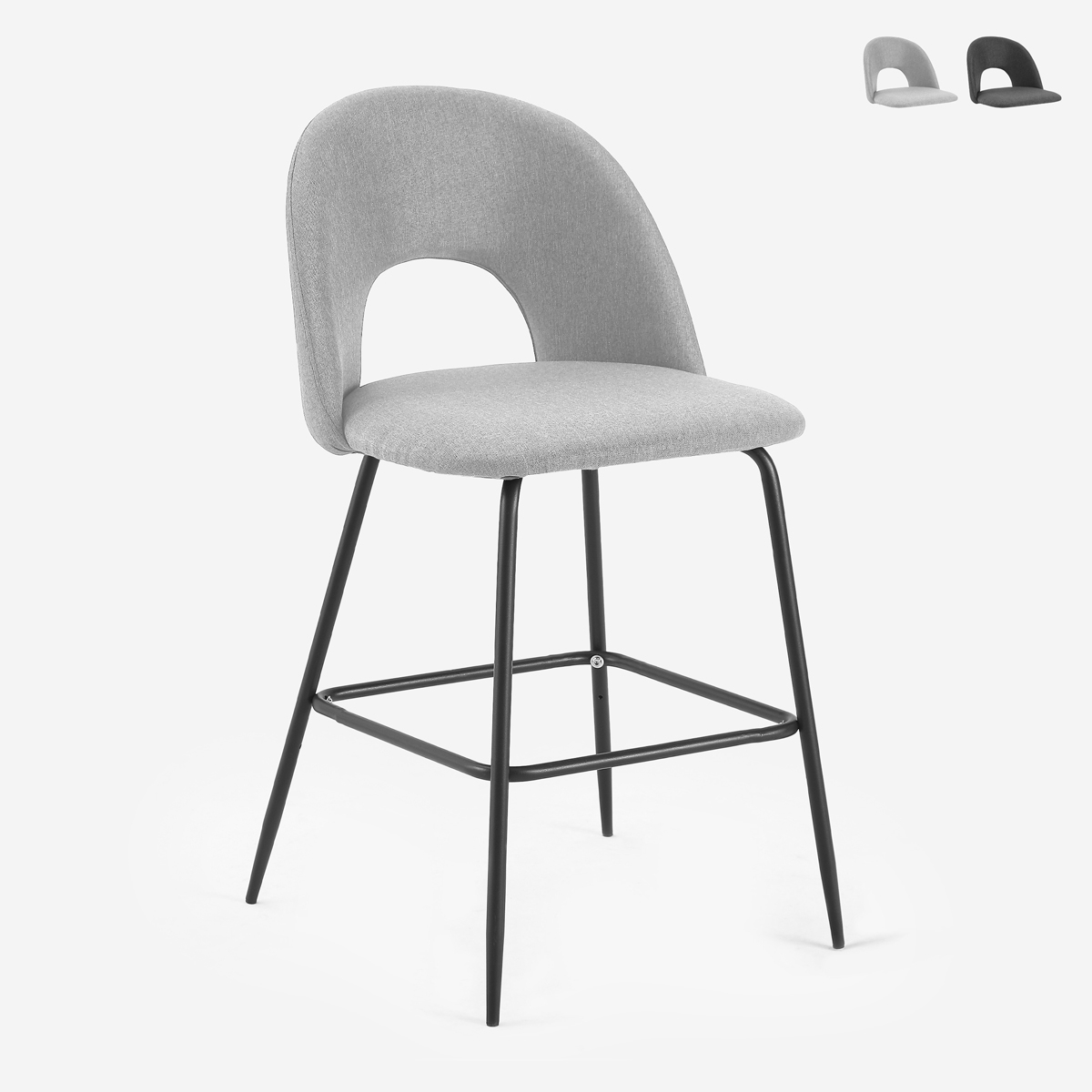 Tabouret de bar moderne avec dossier en tissu Tiren pour bar et cuisine