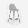 Tabouret de bar haut cuisine style nordique en tissu avec dossier Shona 