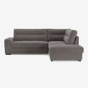 Canapé d'angle 3 places moderne en tissu avec méridienne à droite Rocca Vente