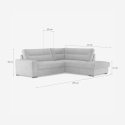 Canapé d'angle 3 places moderne en tissu avec méridienne à droite Rocca 