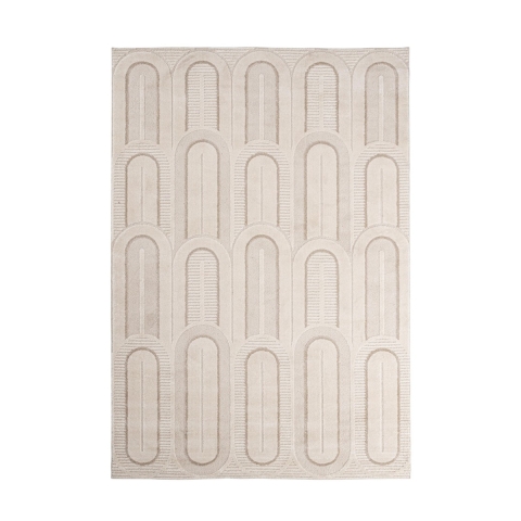 Tapis moderne 200x290 cm pour salon chambre à coucher crème gris Zina Promotion