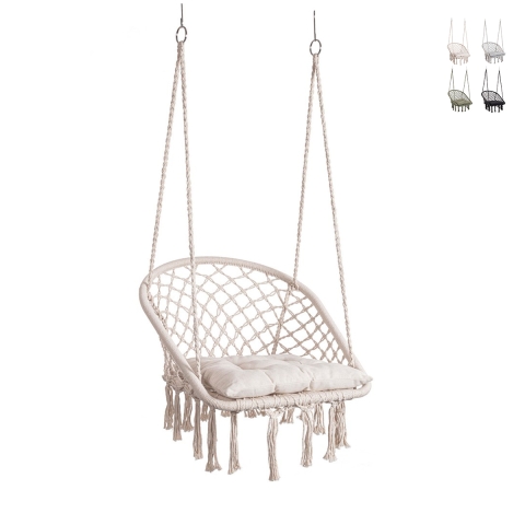 Fauteuil suspendu hamac de jardin avec coussin 88x130cm Javier Promotion