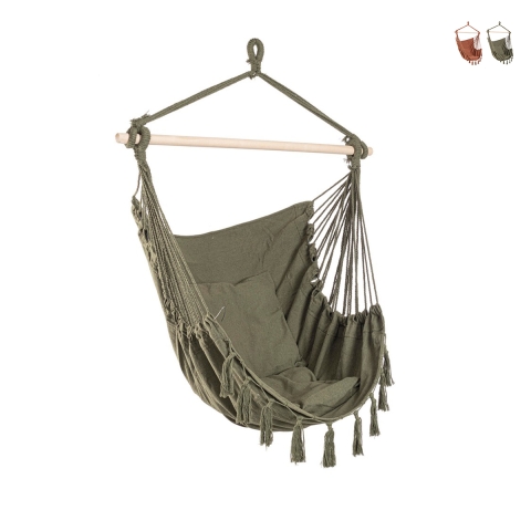 Fauteuil hamac de jardin en tissu avec coussin 100x130cm Juan Promotion