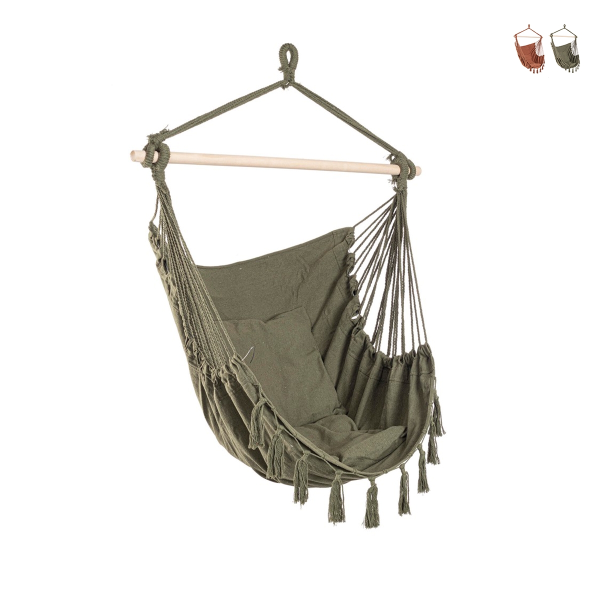 Fauteuil hamac de jardin en tissu avec coussin 100x130cm Juan Promotion Fauteuil hamac de jardin en tissu avec coussin 100x130cm Juan Promotion