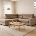 Canapé d'angle 3 places moderne en tissu avec méridienne à gauche Mello Promotion