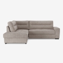 Canapé d'angle 3 places moderne en tissu avec méridienne à gauche Mello Vente