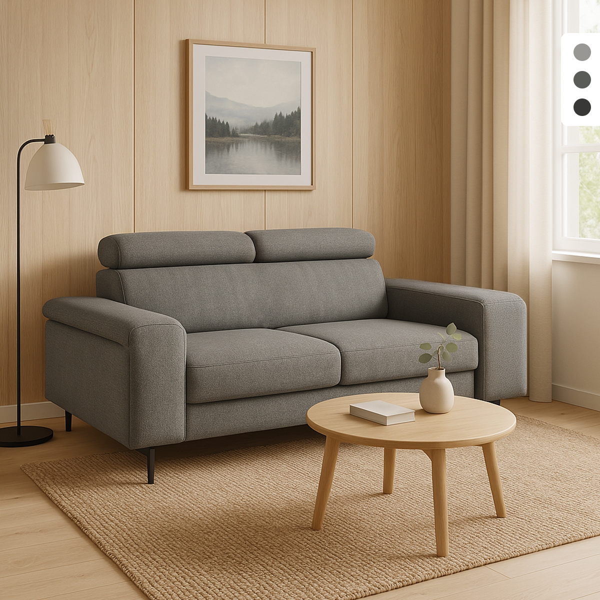 Canapé 2 places moderne en chenille avec appui-tête réglable Vella