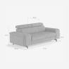 Canapé 3 places design moderne avec appui-tête réglable Rouna 