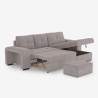 Canapé-lit 3 places avec méridienne droite, coffre de rangement et pouf Kava Vente