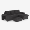 Canapé d'angle moderne 3 places avec méridienne droite et pouf Vilo Vente