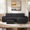 Canapé d'angle moderne 3 places avec méridienne droite et pouf Vilo Promotion
