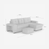 Canapé d'angle moderne 3 places avec méridienne droite et pouf Vilo 