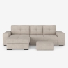 Canapé d'angle moderne 3 places avec méridienne à gauche et pouf Navi Choix