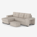 Canapé d'angle moderne 3 places avec méridienne à gauche et pouf Navi Vente