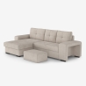 Canapé d'angle moderne 3 places avec méridienne à gauche et pouf Navi Vente
