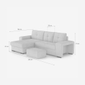 Canapé d'angle moderne 3 places avec méridienne à gauche et pouf Navi 