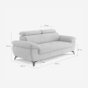 Canapé 3 places moderne design avec appuie-tête réglable Kira 