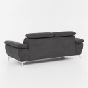 Canapé moderne 3 places en tissu avec dossier et accoudoirs réglables Zana Dimensions