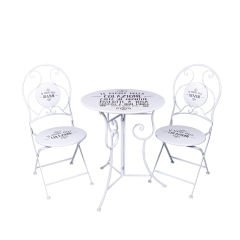 Ensemble table blanche avec 2 chaises pliantes d'extérieur Le Regole della Colazione Promotion
