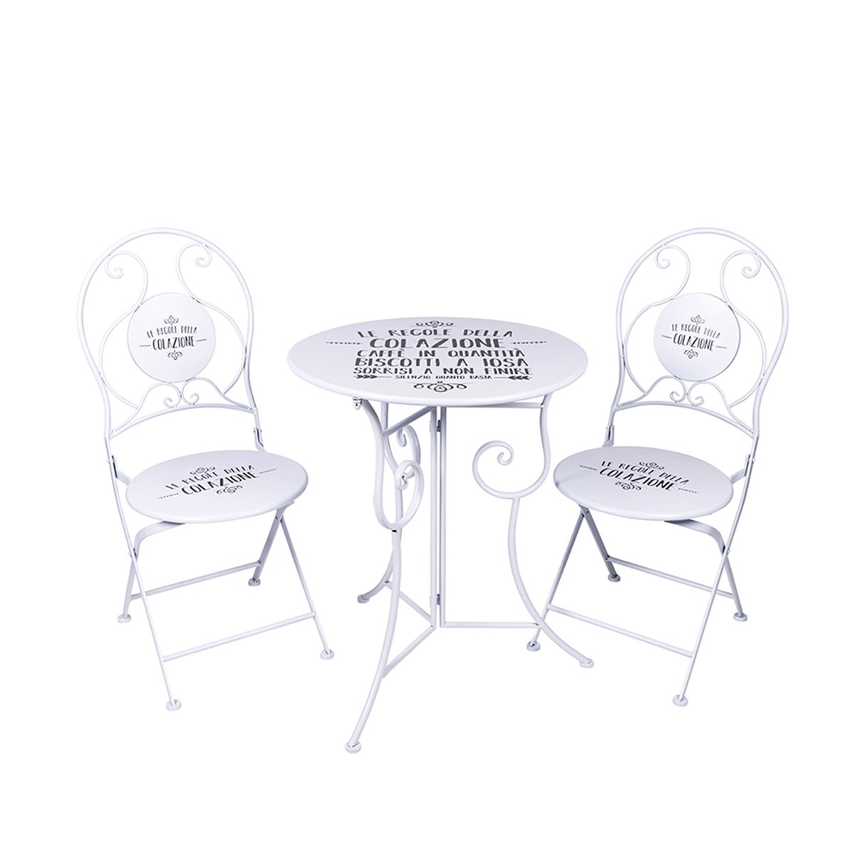 Ensemble table blanche avec 2 chaises pliantes d'extérieur Le Regole della Colazione Promotion Ensemble table blanche avec 2 chaises pliantes d'extérieur Le Regole della Colazione Promotion