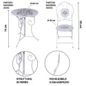 Ensemble table blanche avec 2 chaises pliantes d'extérieur Le Regole della Colazione Dimensions