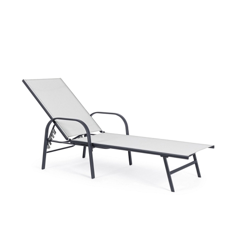 Chaise longue de jardin inclinable blanche Bizzotto Arent Promotion