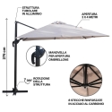 Parasol de jardin 3x4 à bras latéral pivotant Deluxe Catalogue