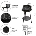 Barbecue à charbon avec grille réglable ronde Ø 38 cm Grato Caractéristiques
