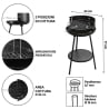 Barbecue à charbon avec grille réglable ronde Ø 38 cm Grato Caractéristiques