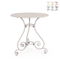 Table de jardin rond 70 cm à 3 pieds style shabby chic Etienne Promotion