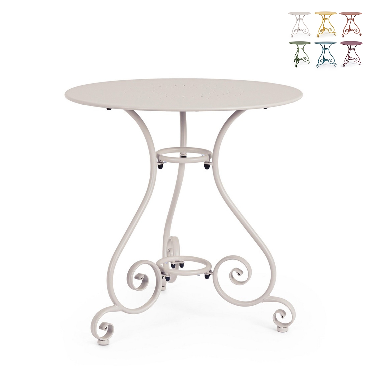 Table de jardin rond 70 cm à 3 pieds style shabby chic Etienne Promotion