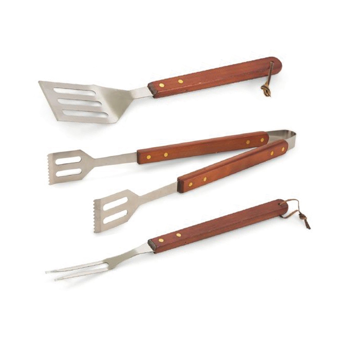 Ensemble de 3 ustensiles de barbecue en acier inoxydable et bois Firao