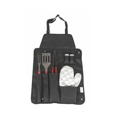 Ensemble de 6 ustensiles de barbecue en acier inoxydable avec gant et tablier Lomar Promotion