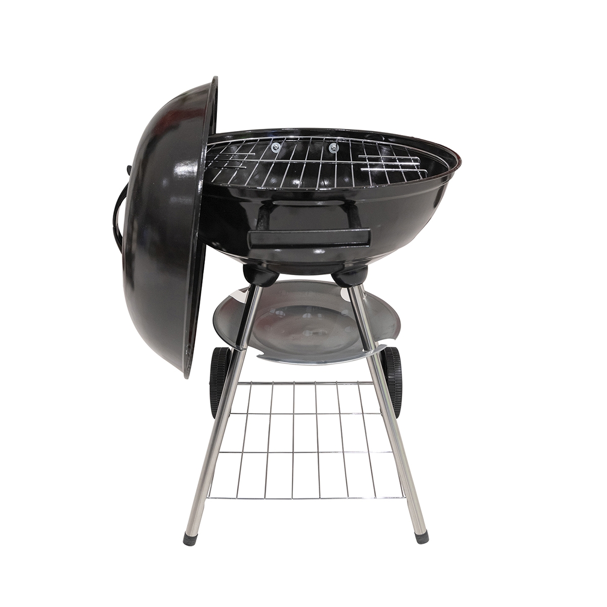 Barbecue à charbon rond en acier avec couvercle et roues Torka