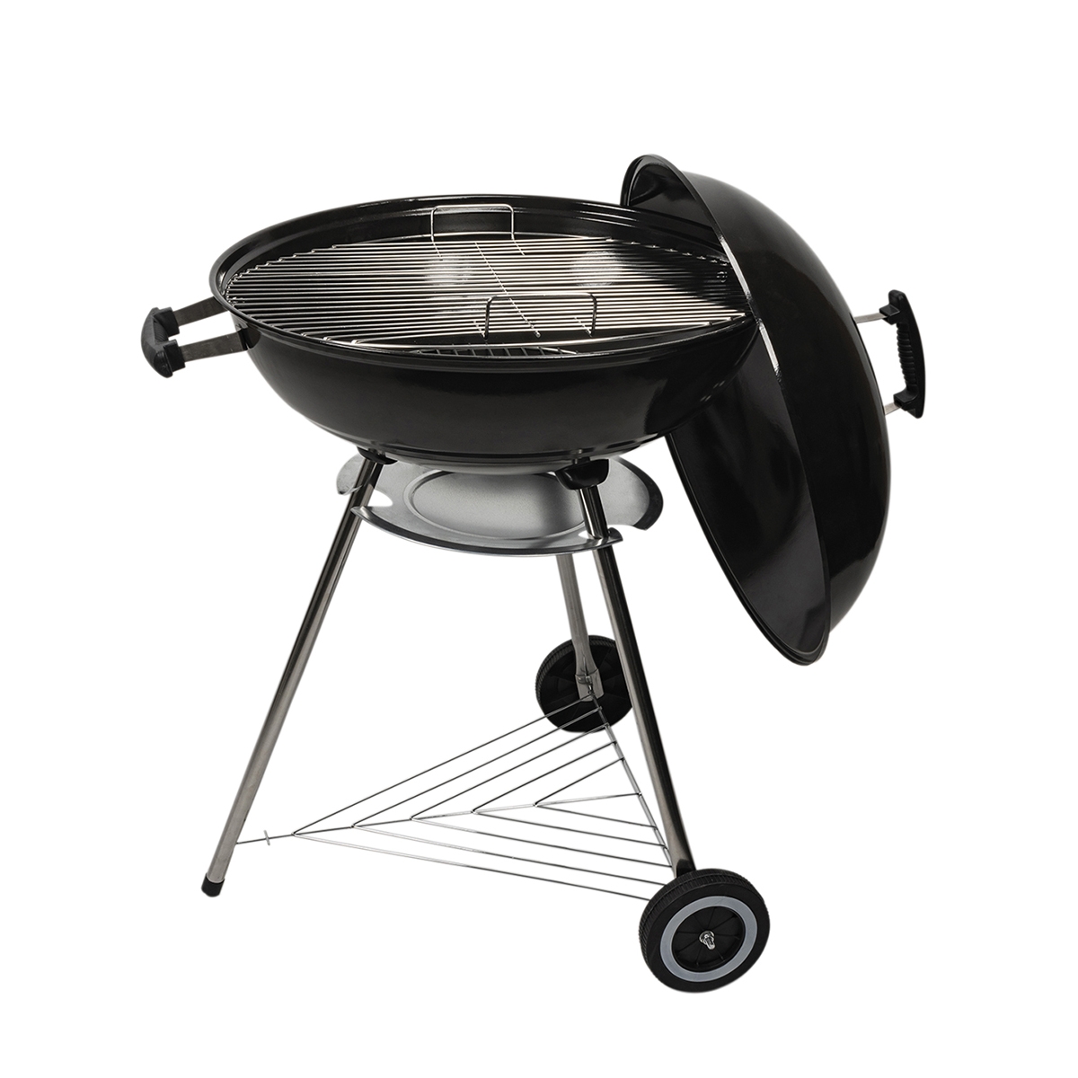 Barbecue à charbon rond grille 55cm avec couvercle et roues Ardena