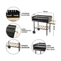 Barbecue charbon de bois avec grilles réglables en hauteur et roues Braska Caractéristiques