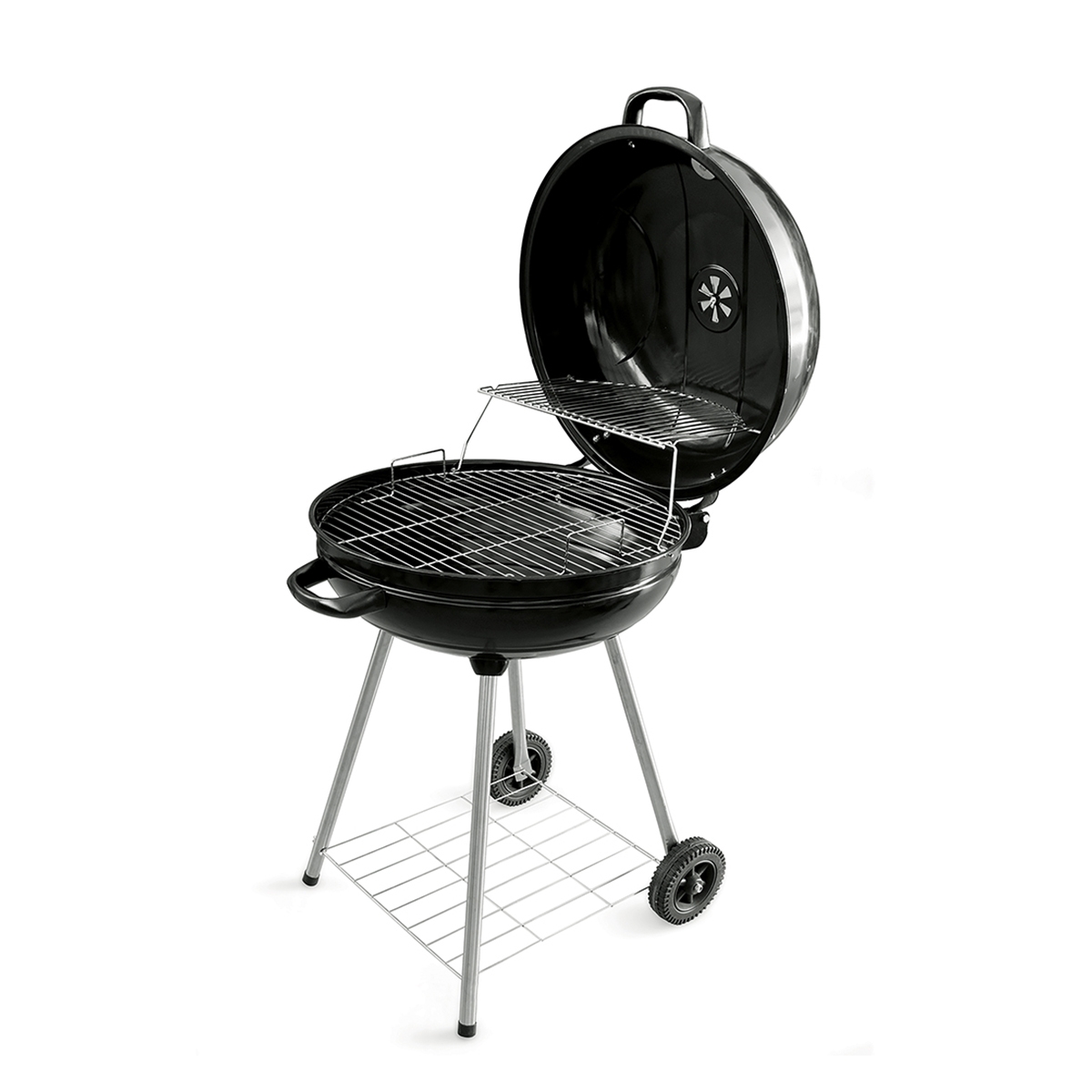 Barbecue à charbon rond Ø57x90cm avec roues et couvercle Seara
