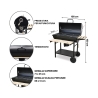 Barbecue au charbon avec couvercle, roues, 2 tablettes en bois Matambre 