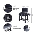 Barbecue au charbon avec couvercle, grille réglable et roues Grilla 