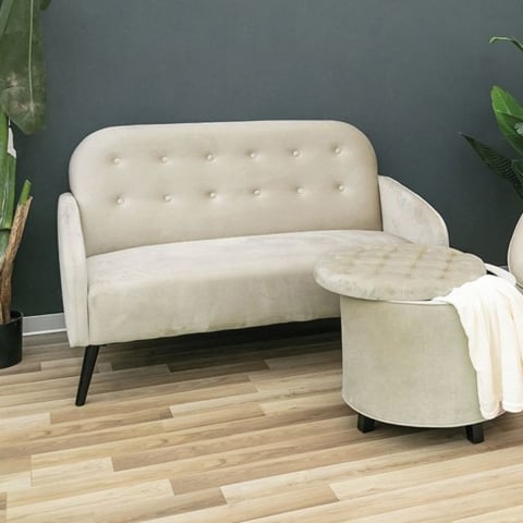 Canapé 2 places en tissu effet velours vintage taupe Zelto Promotion
