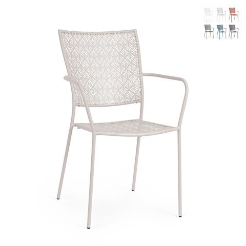 Chaise de jardin empilable avec accoudoirs en acier Bizzotto Lizette Promotion