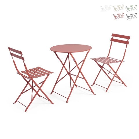 Ensemble table de jardin ronde 2 chaises pliantes Bistrot Promotion