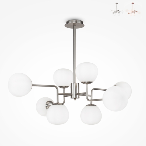 Suspension moderne pour salon 8 sphères en verre blanc Erich Maytoni Vente