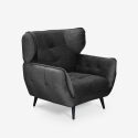 Fauteuil relax salon design moderne en velours capitonné Lunna Offre