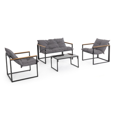 Ensemble de salon de jardin extérieur 2 fauteuils canapé et table Bizzotto Ilda Promotion