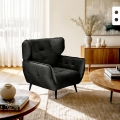 Fauteuil relax salon design moderne en velours capitonné Lunna Promotion