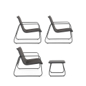 Salon de jardin moderne canapé 2 fauteuils table basse Bizzotto Gonzalo 