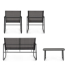 Salon de jardin moderne canapé 2 fauteuils table basse Bizzotto Gonzalo 